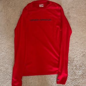 Men’s Medium Fitted Red Under Armour Heat Gear Long Sleeve T-Shirt